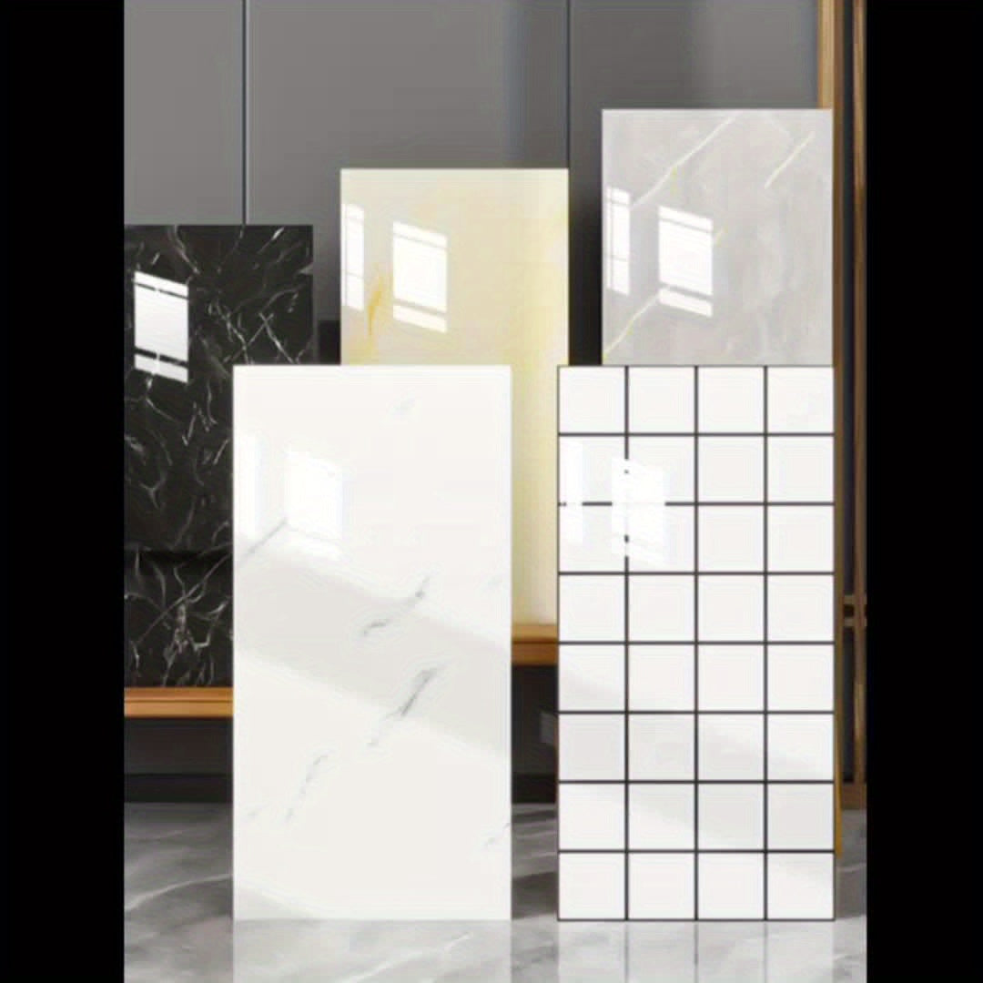 20/40pcs Glossy Marble Pattern Wall Panels Wall Sticker Set, Self-Adhesive Detachable PVC Wall Panels Wall Decals, Waterproof Peel And Stick Backsplash for Kitchen, Bathroom, Living Room, Home, Office, Dorm Decor
