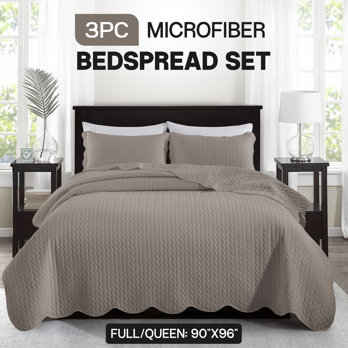 3pcs Bedspread Set Bedspreads with free Pillow Shams - Leaf Pattern Soft & Breathable Bedspread Lightweight Microfiber Bedspread - Modern Style Floral Pattern Coverlet For All Seasons - Christmas Gifts For Family And Friends (1 Bedspread, 1 Or 2 Pillow Sh