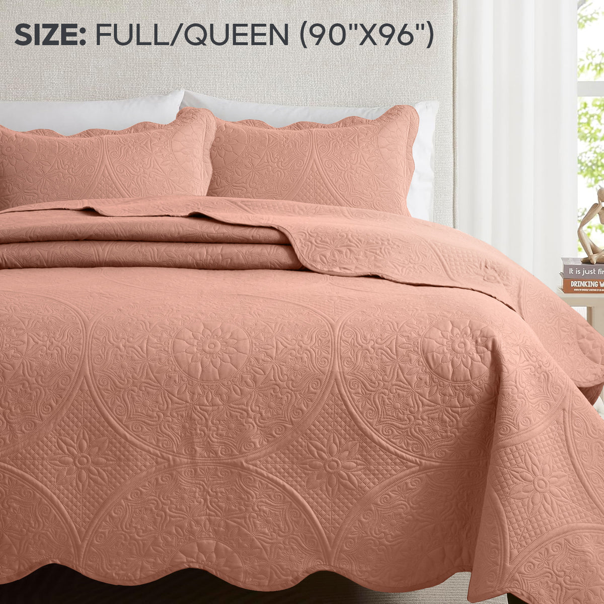 3pcs Luxury Quilted Bedspread Set – Oversize Quilt Coverlet Soft & Cozy Floral Bedspread with Pillow Shams, Breathable Lightweight for Bedroom & Guest Room Decor