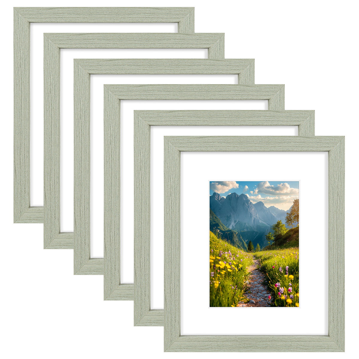 6 Packs 6x8/8x10/9x12/11x14/16x20 Picture Frames Set, Engineered Wood Gallery Wall Frame Set with Plexiglass - Wall Mounting or Tabletop Display
