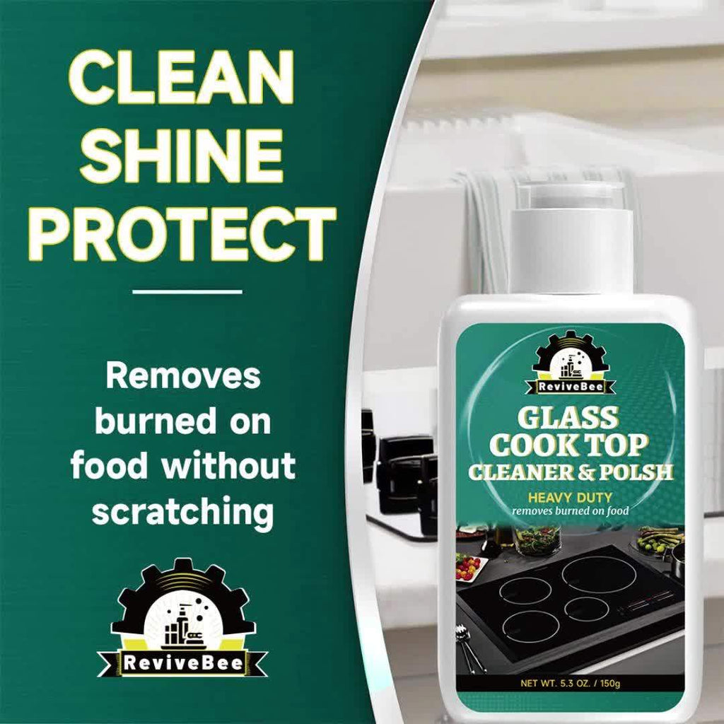 Cooktop Cleaning Paste Removes Grease, Oil Stains & Burnt-On Food From Stove Tops & Burners, Easy Scrub Kitchen Cleaner