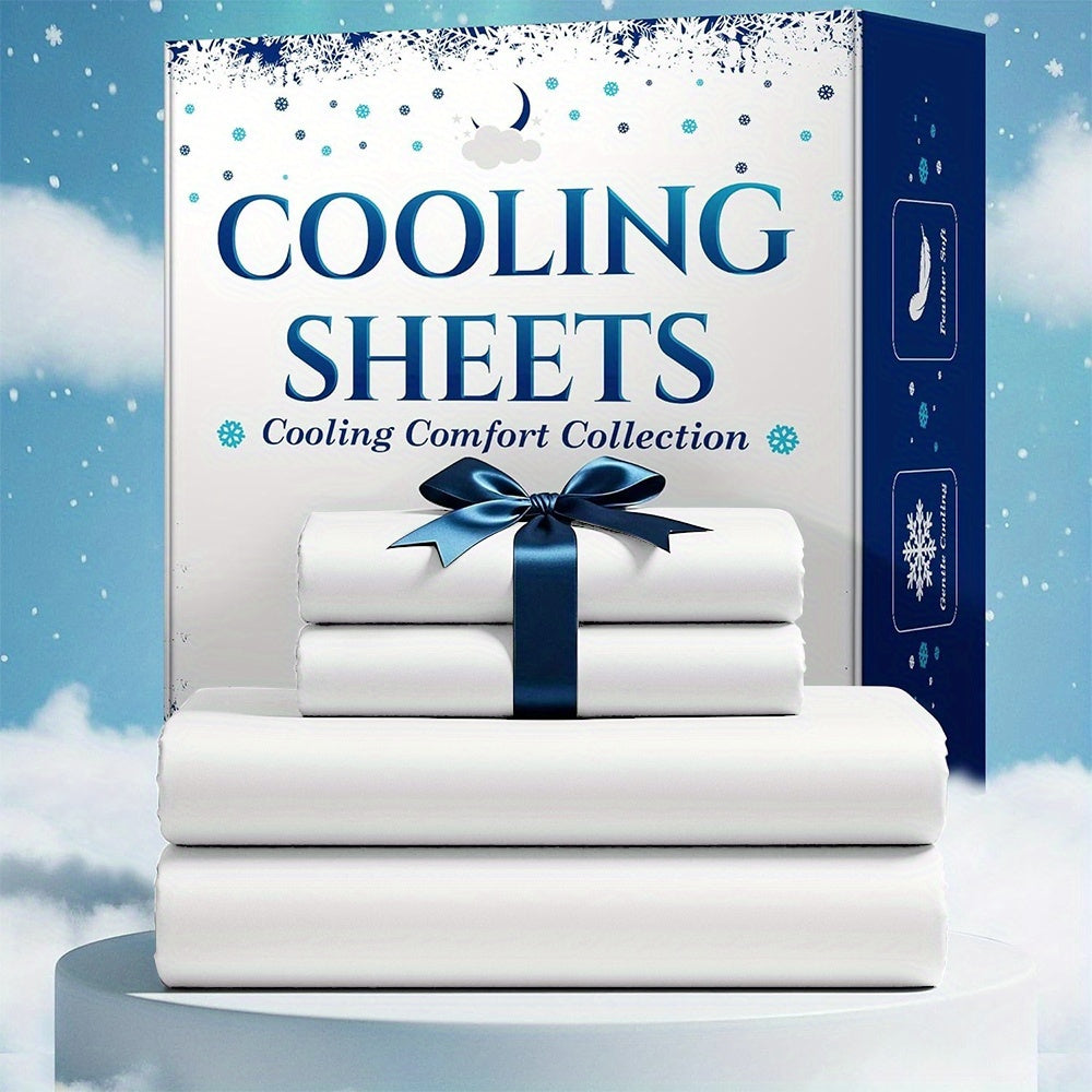 3/4pcs Cooling Bamboo Bed Sheet Set, Kids 4000 TC Extra Deep Pocket 20 Inch Bed Sheet, Luxury Soft Hotel & Cooling Sheet Set for Hot Sleepers, Wrinkle And Shrink Resistant, Fitted Sheet And Flat Sheet And Pillowcases