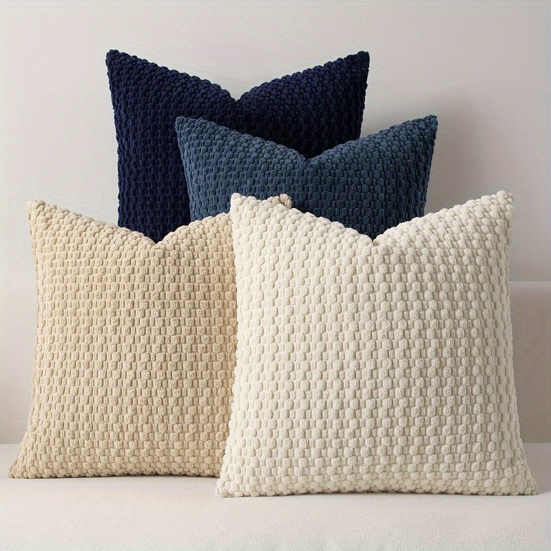 4 Soft Velvet Modern Double-sided Design Sofa Pillowcases, Office Chair Backrest Pillowcases, Bedside Cushion Covers, and Machine-washable Sofa and Bed Decorative Cushion Covers