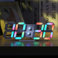 RGB Neon Digital Clock, 9.7-Inch LED Wall and Desk Alarm Clock with Remote Control, Adjustable Brightness, Date and Temperature for Bedroom Decor