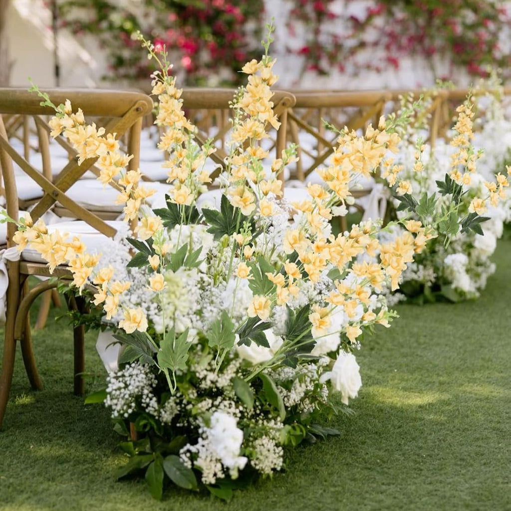 8pcs Dusty Blue Delphinium Artificial Flowers 33.5 Inch Faux Delphinium Stems Larkspur Flowers for Wedding Table Centerpieces Home Garden Decor