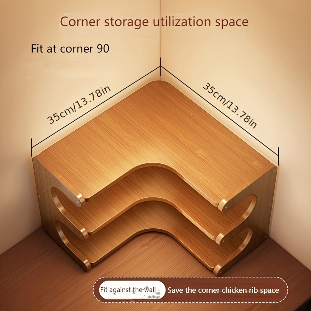 Corner Desk Shelf Organizer, 2 or 3 Tier Space-Saving Desktop Storage for Books, Stationery, Plants and Decor in Home Office, Bedroom and Living Room