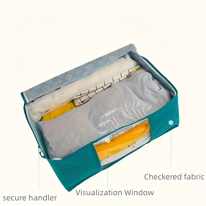 3pcs Durable Foldable Storage Bag with Reinforced Handle, Sturdy Zipper, Clear Window for Quilts, Blankets, Bed Sheets, Under-Bed Storage
