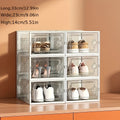 Foldable Shoe Storage Boxes with Lids, Transparent Stackable Plastic Sneaker Containers in 6 12 or 24 Piece Options for Entryway, Bedroom and Closet Organization