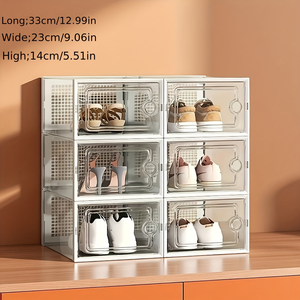 6/12/24pcs Thickened Transparent Shoe Boxes with Lid, Foldable Stackable Free Combination Shoe Rack, Plastic Sneaker Container, Space Saving Storage Organizer for Entryway Bedroom, Home Shoe Box Shoe Racks Shoe Storage Organizer Shelf