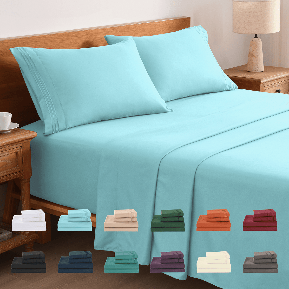 3/4-Piece Cooling Bed Sheet Set, Soft & Breathable Bedding with 18-Inch Deep Pocket, Hotel Luxury Sheets for Summer