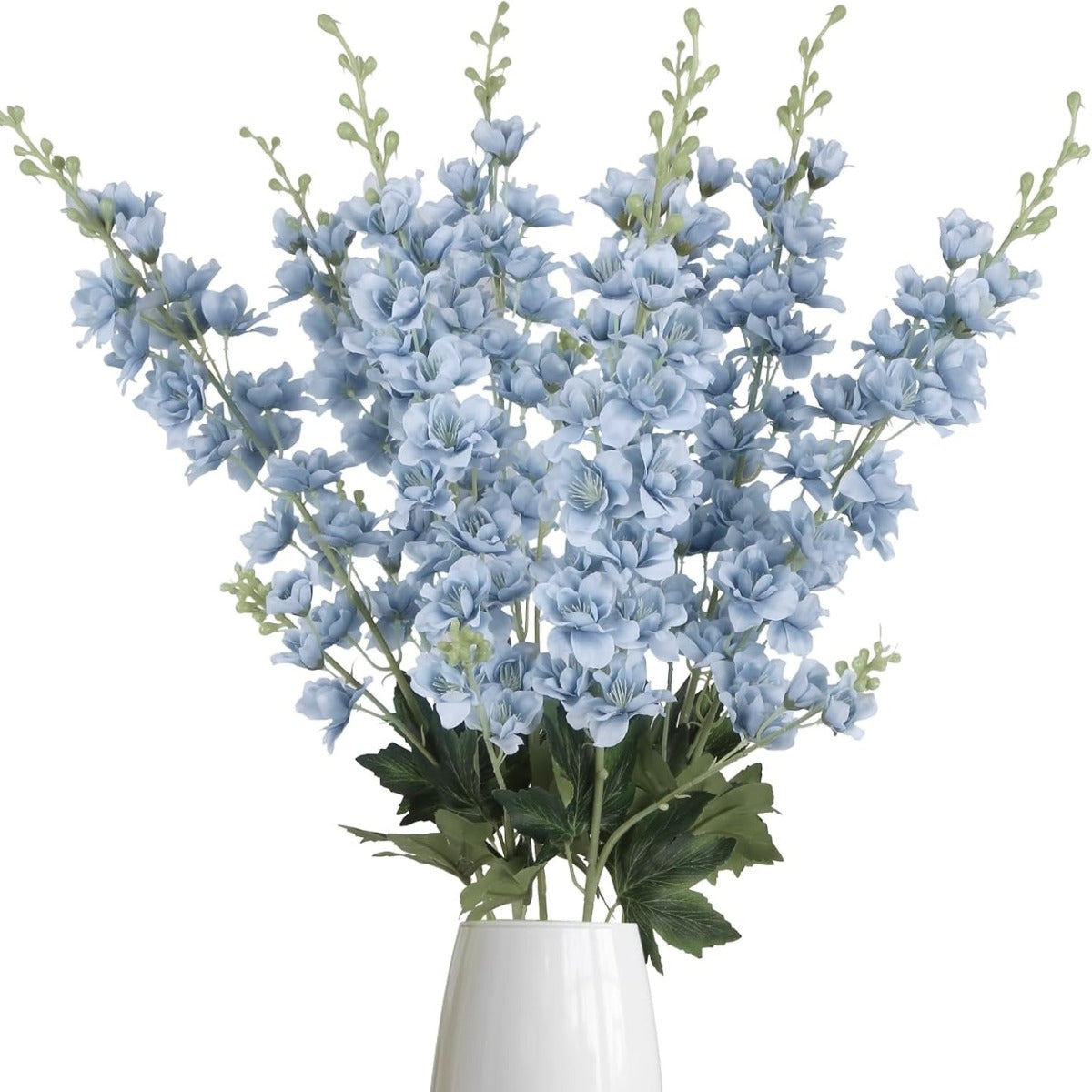 8pcs Dusty Blue Delphinium Artificial Flowers 33.5 Inch Faux Delphinium Stems Larkspur Flowers for Wedding Table Centerpieces Home Garden Decor