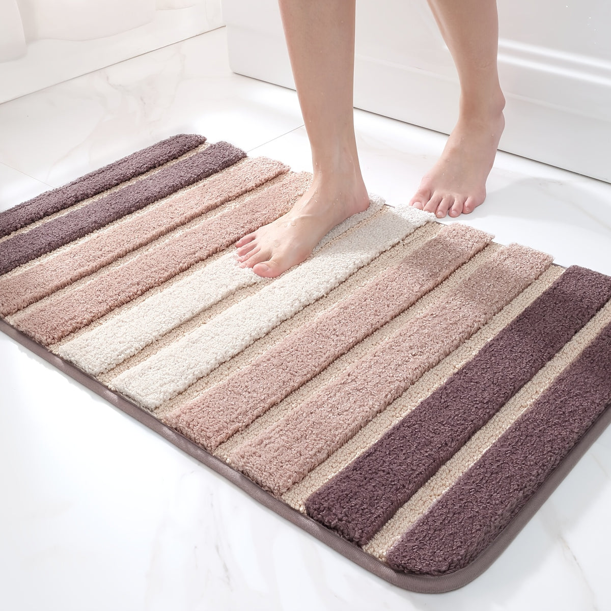 GTNSHUAI Extra Thick Luxury Chenille Bathroom Rug, Non-Slip Absorbent Bath Mat