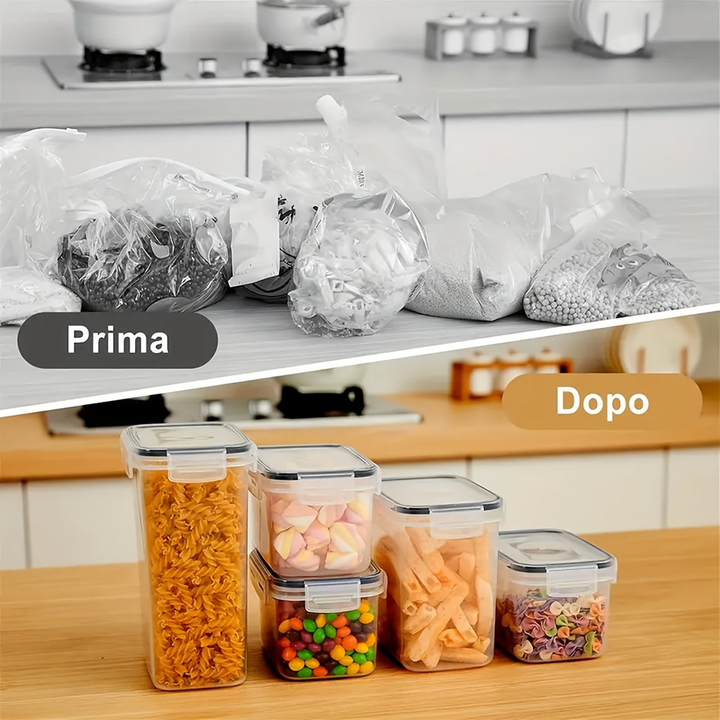 14/18/30/48/60/84pcs Airtight Food Storage Containers with Lids, BPA Free Plastic Kitchen Storage Containers for Rice, Spaghetti, Cereal, Pasta, Flour And Sugar Containers, 7/9/15/24/30/42 Lids+7/9/15/24/30/42 Containers Kitchen Additions