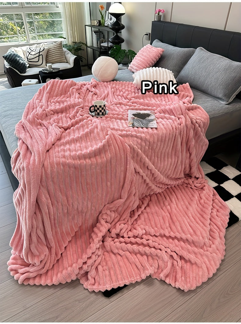 Ultra-Soft Thick Fleece Blanket | Multi-Color, 3D Faux Rabbit Fur, Double-Sided, Ideal for All Seasons, Home, Office, Travel, Camping, Gift for All Occasions