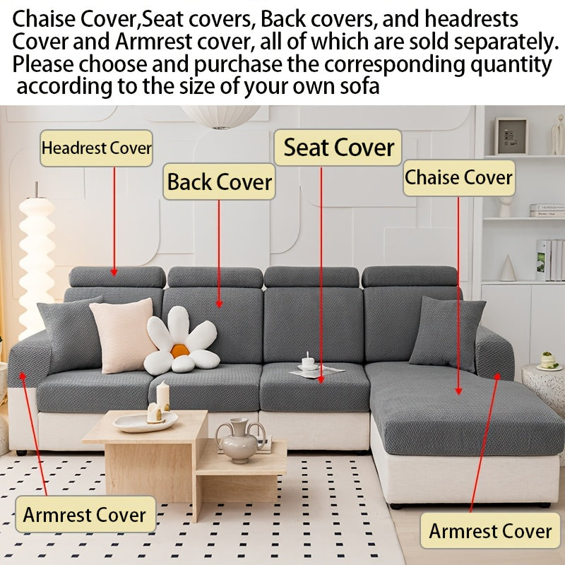 1pc of Wear-Resistant And Non-Slip Sofa Cover, Elastic Stretch L-Shaped Furniture Protector, Suitable for 3/2/1/4 Seat And Sectional Sofas, Made of Polyester Jacquard Fabric, Machine Washable, Ideal for Living Room, Bedroom