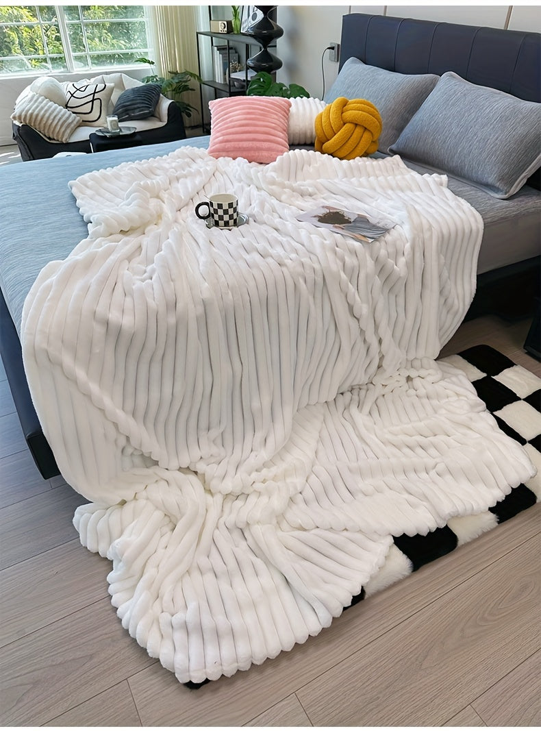Ultra-Soft Thick Fleece Blanket | Multi-Color, 3D Faux Rabbit Fur, Double-Sided, Ideal for All Seasons, Home, Office, Travel, Camping, Gift for All Occasions