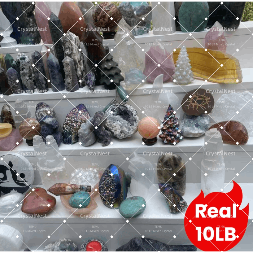 Real 10LB Mixed Crystals, Lot of Different Items!! Premium Natural Materials of Different Shapes: Towers Spheres Clusters & Rough! Valuables Gifts & Decorative Stones