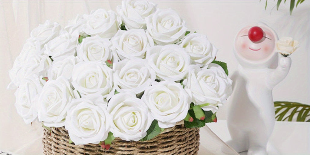 50/100pcs Red Roses Artificial Flowers, Real Touch Velvet Roses Bouquet Fake Flowers Bulk, Artificial Roses with Long Stems for Valentines Day Gift DIY Bridal Wedding Centerpiece Decorations, Mothers Day Decor, Home Decor, Room Decor, Rosas Eternas