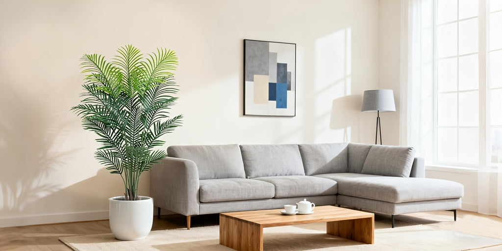 4/5/6ft Artificial Palm Tree, Tall Faux Palm with Bare Stem/Black/White Planter Options, UV-Resistant Realistic Dense Leaves, Tropical Floor Plant Zero Maintenance Easy Assembly Fake Tree for Living Room, Front Porch, Patio, Office & Commercial Decor