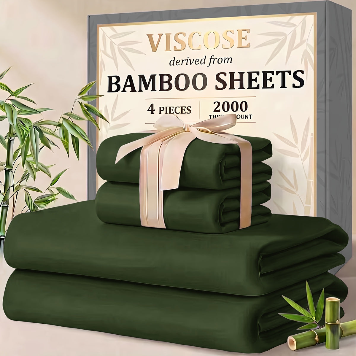 4/6pcs Cooling Bamboo Sheet Sets - Queen Size Soft 2000TC Luxurious Hotel Sheets, Luxury Kids Fitted Sheet, with 16-Inch Deep Pocket, Kids Sheet & Pillowcases And Breathable Night Sweats, Suitable for All Seasons, Twin/Full/Queen/King