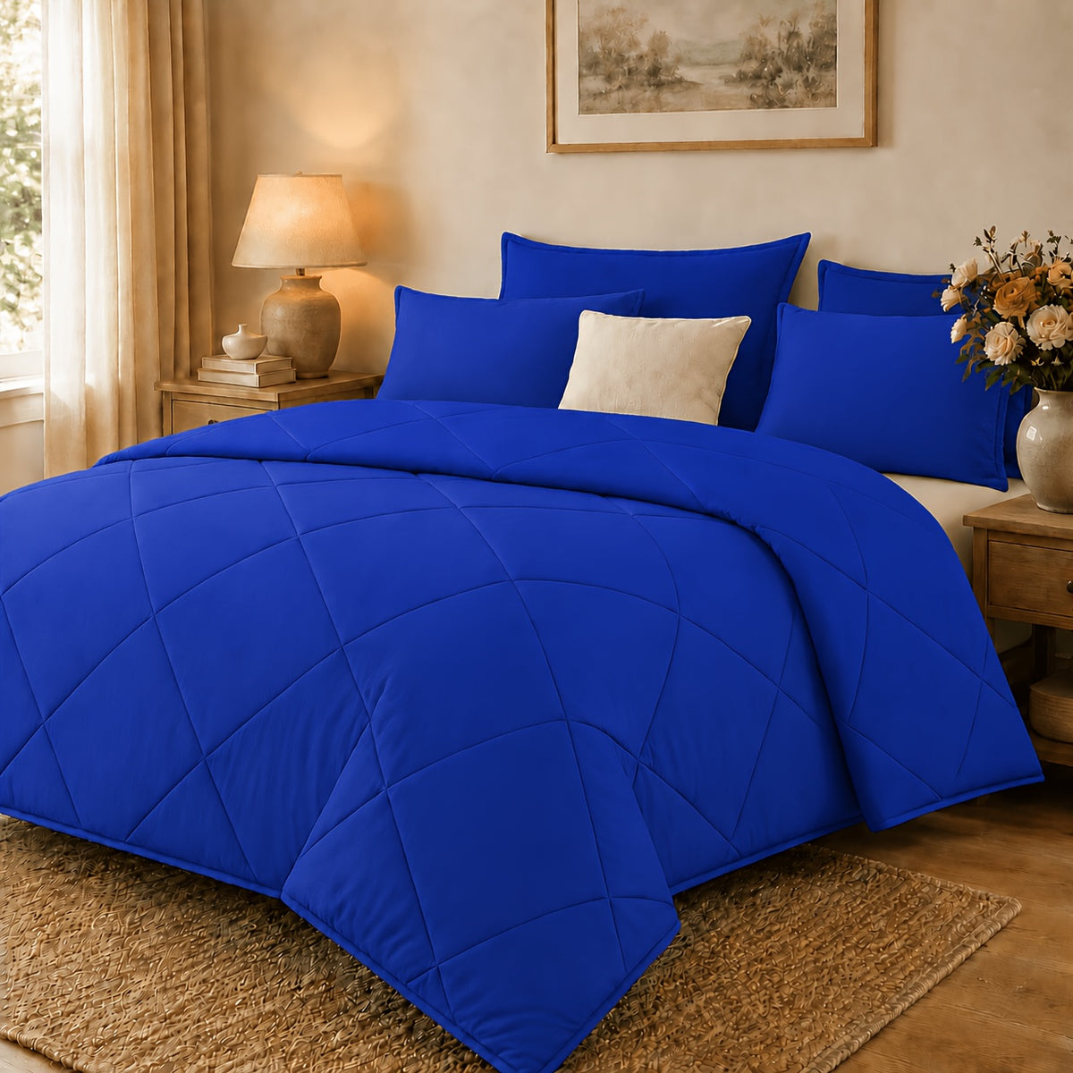 2/3pcs Solid Color Diamond Quilted Large/King Size Bedding, Soft, Comfortable, and Fluffy with Microfiber Filling and Lightweight, Breathable Fabric. Easy to Care for, Warm for All Seasons. Includes Comforter and Pillowcases. Luxurious Quality