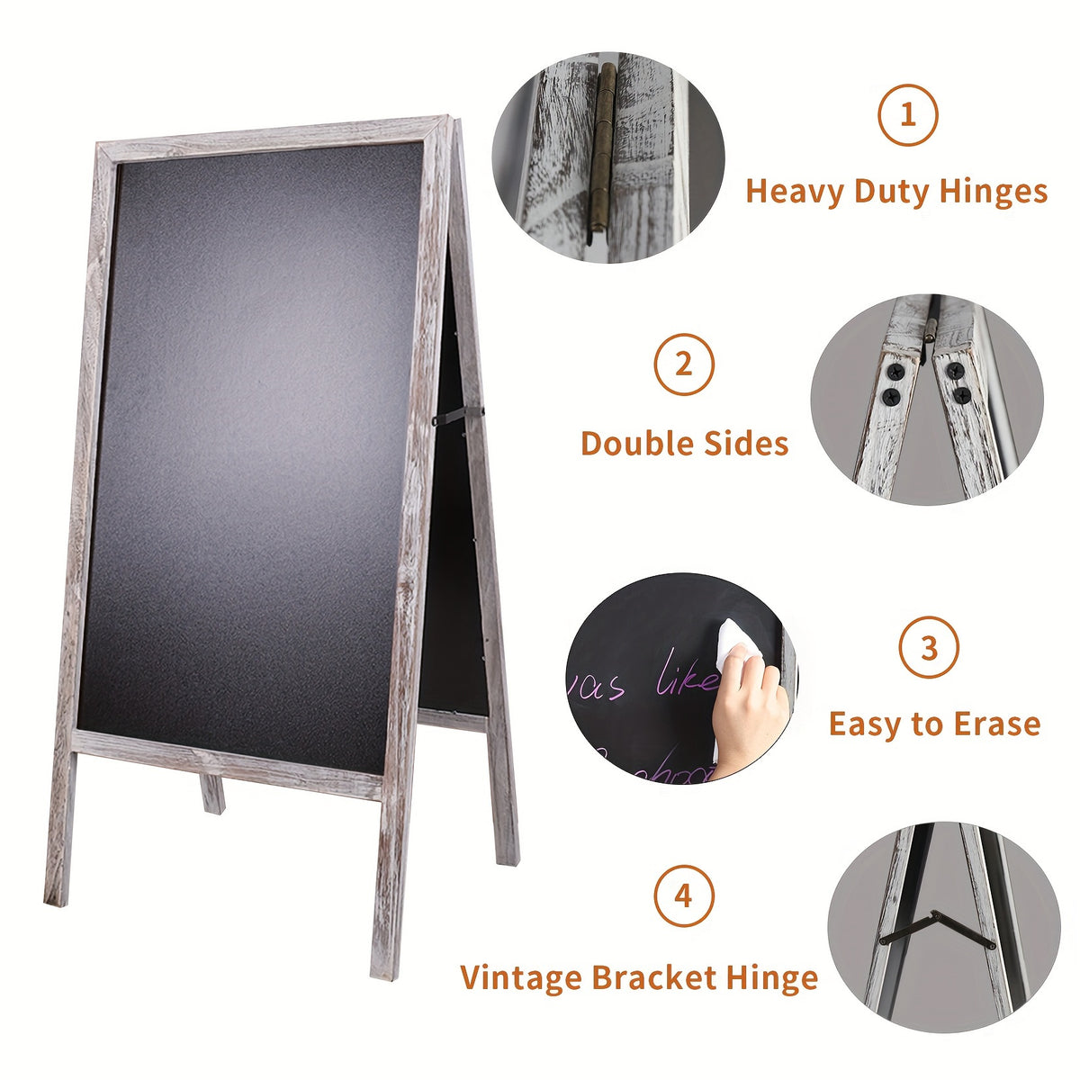 Double-sided Drawing Painting Board Magnet Wooden Standing Writing Blackboard A-Frame Chalkboard Restaurant Menu Display Sign for Coffee Shop Use Christmas Gift, 39 X20in Furniture for Home Free Shipping