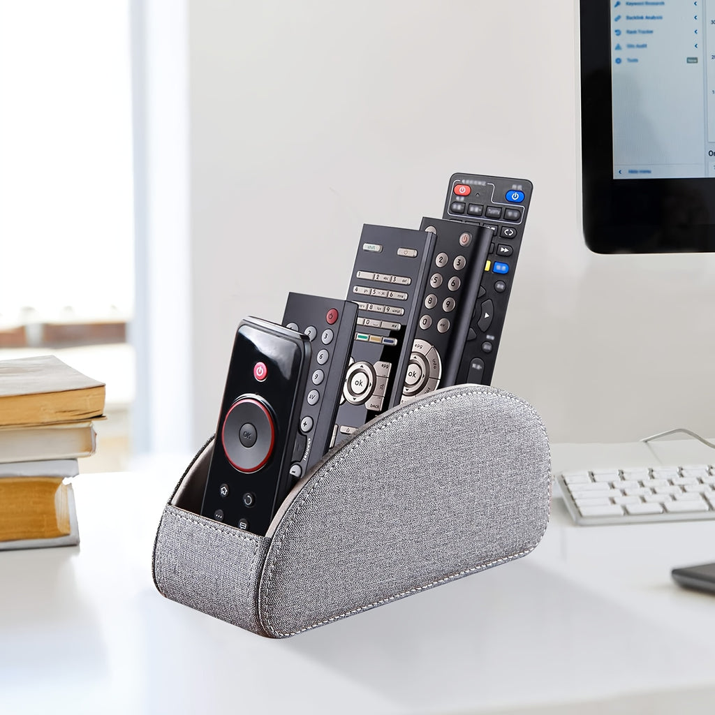 Remote Control Holder with 5 Compartments, Faux Leather Multifunctional Desktop Storage Box/Remote Organizer Caddy/Pen Case/Home Storage Container for Remote Controls, Pens, Eyeglasses, Makeup Brushes, Office Stationery, etc. Home Decor and Accessor