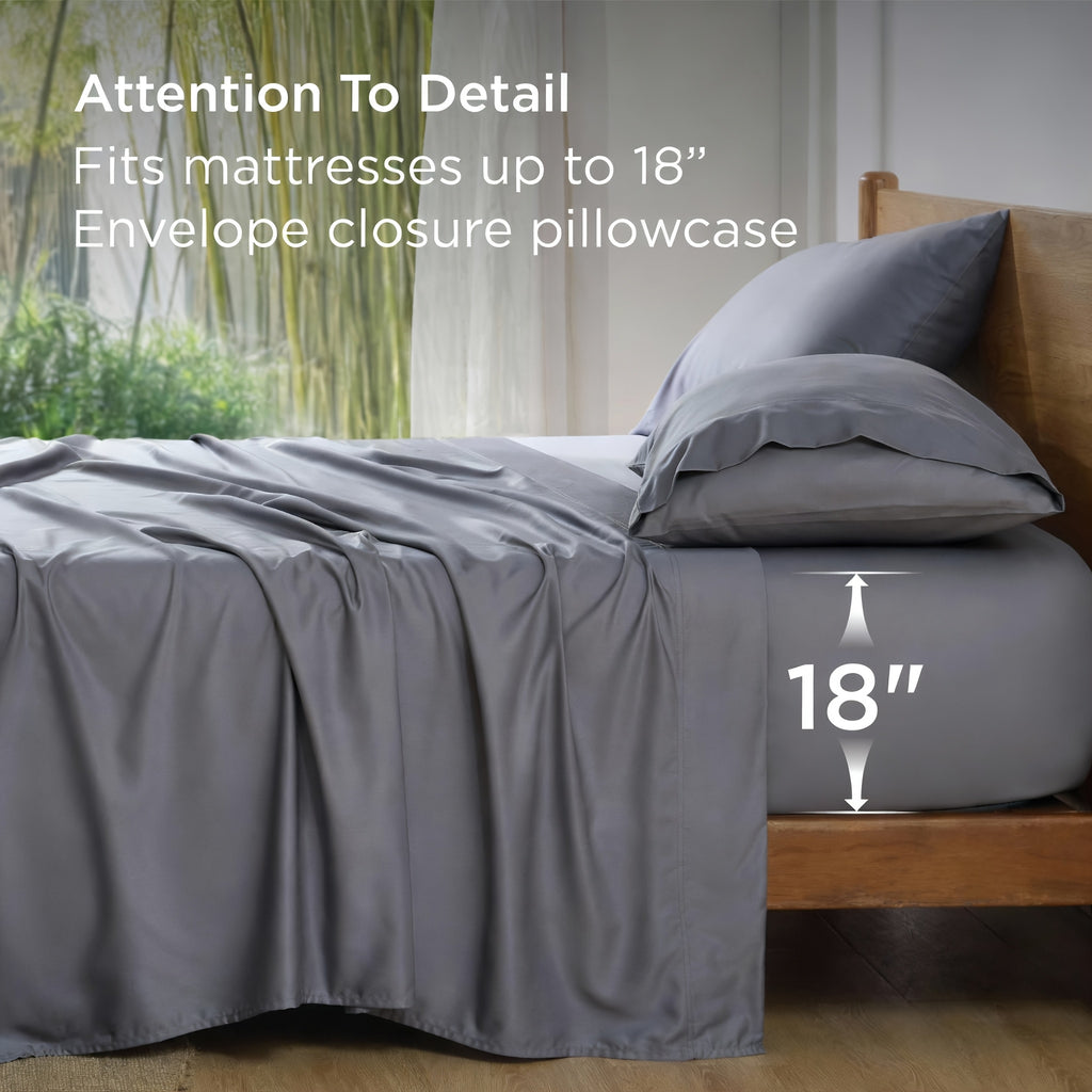 Cooling Bed Sheet Set, Extra Deep Pocket, Cozy&Ultra Soft, Viscose Bedding Sheet, Queen Sheet Set, Hot Sleeper Friendly, Ideal Gift, Local Warehouse Direct Shipment