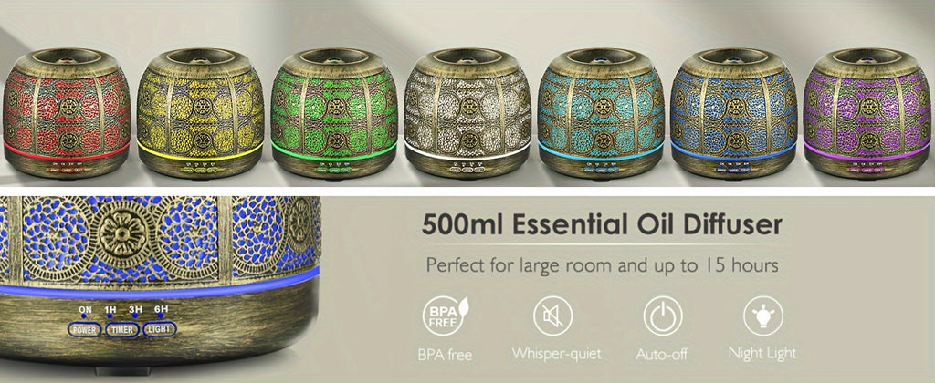 16.91oz Large Room Essential Oil Diffuser, Essential Oil Metal Diffuser, Home Office Soundwave technology Diffuser, Various Holiday Gifts Such As Thanksgiving, Halloween, Christmas, Etc.
