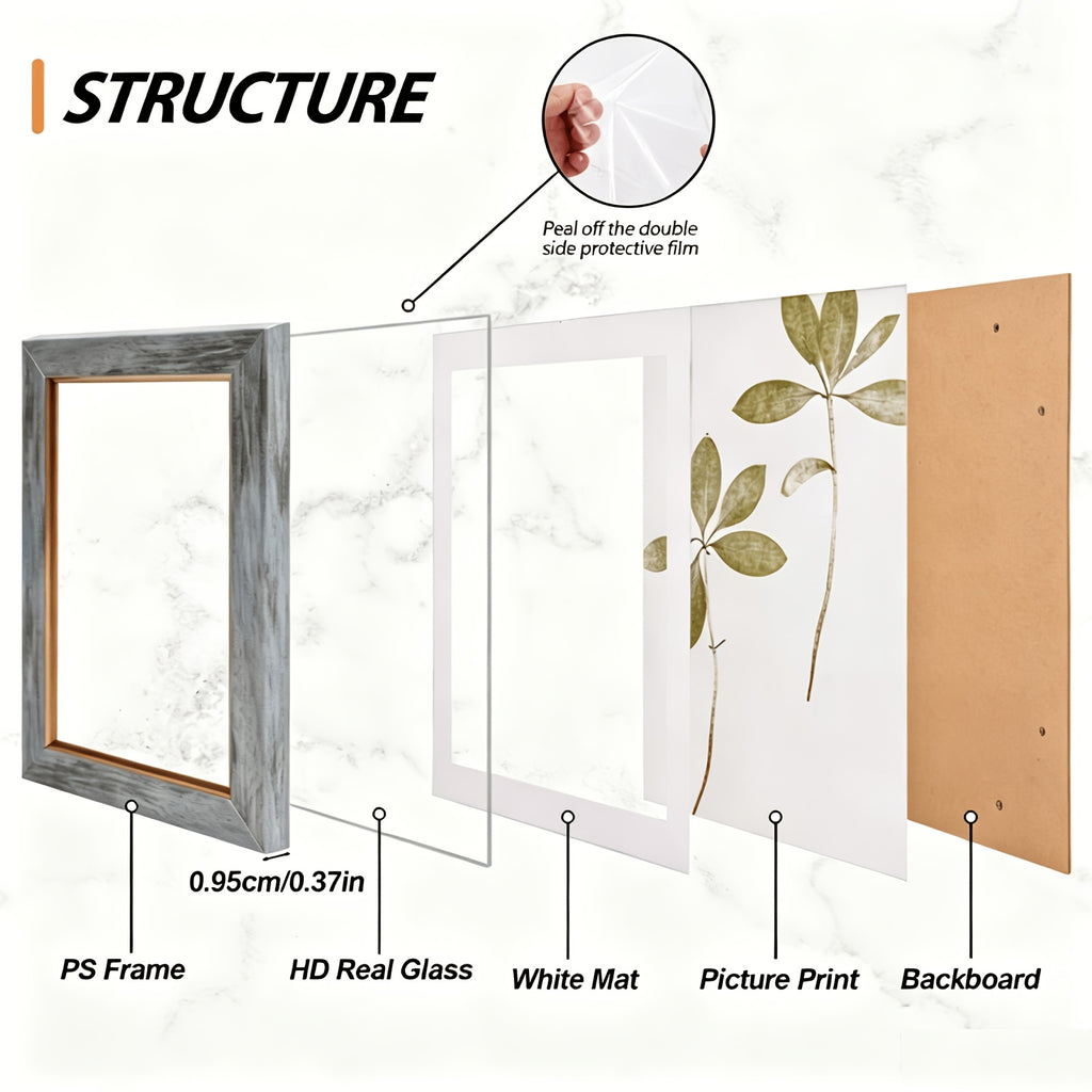 Vintage Picture Frame Set, Rustic Retro Photo Frames with Tempered Glass in 4x6 or 5x7 Inch Options for Wall and Tabletop Displays, 5 or 10 Pieces