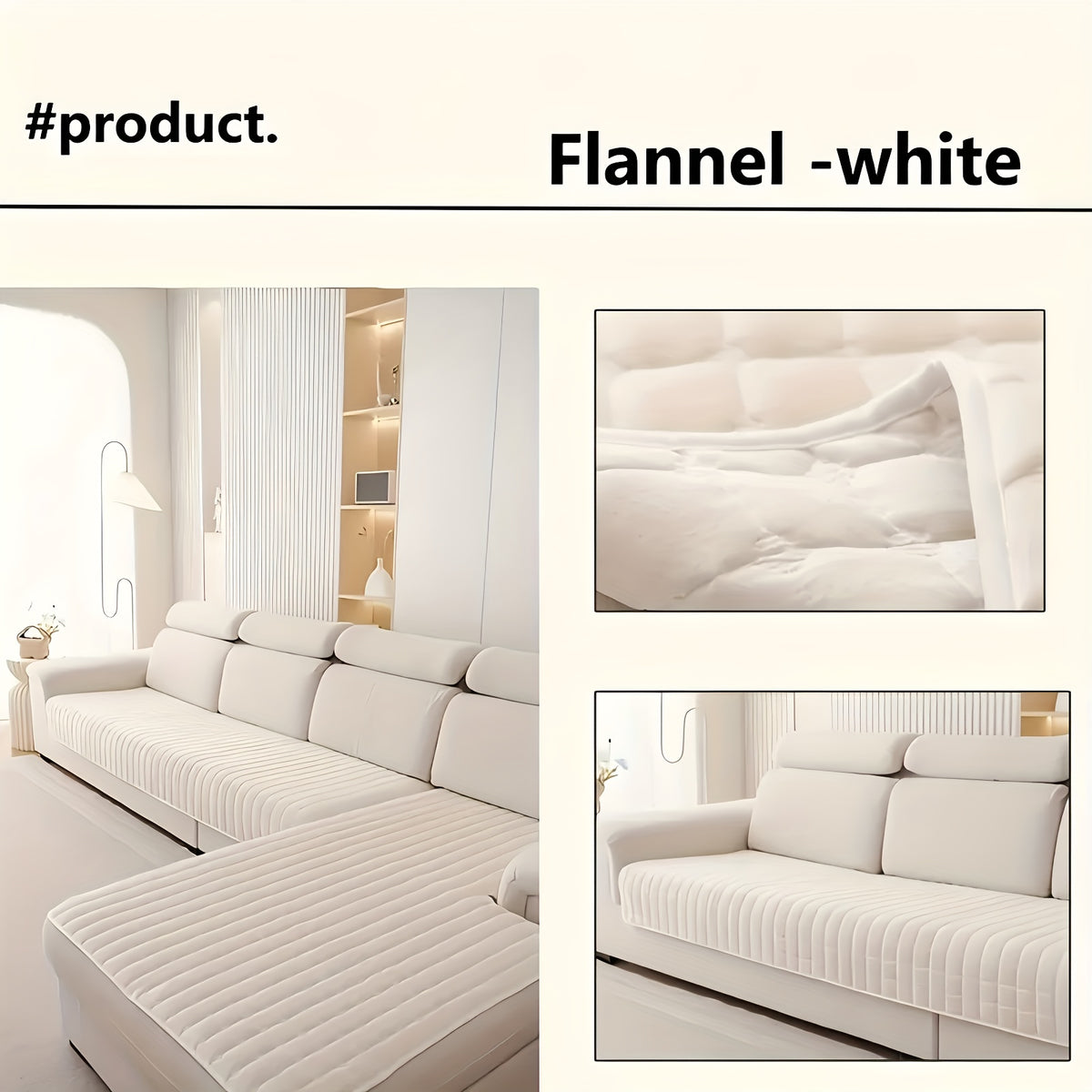 2pcs Quilted Sofa Cover, Flannel Velvet Polyester Jacquard, 450-500 g/㎡, Soft Durable Pet-friendly, Machine Washable, for Living Room Bedroom Office Home Decor