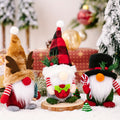 Christmas Gnome Doll Set, 3-Piece Faceless Holiday Tabletop Decorations with Reindeer Antlers, Red Black Plaid Hat and Top Hat for Mantel and Shelf Displays