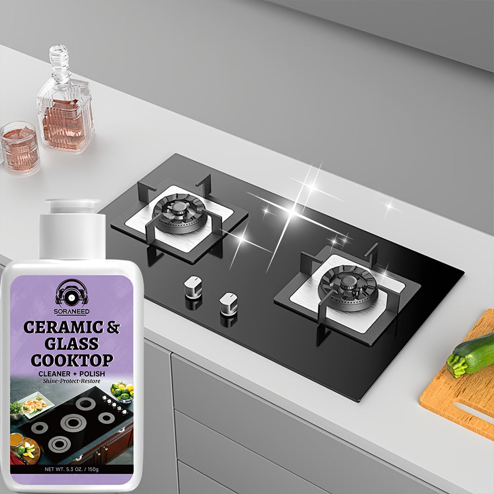 Fast-acting Ceramic Stove Cleaning Kit, A Fast-acting Stovetop Cleaner That Removes Burnt-on Grease And Stains Without Leaving Scratches. Gentle Ingredient, Non-irritating And Non-pungent, No Toxic Residue, A Healthier Home Clean Supplies And Produc