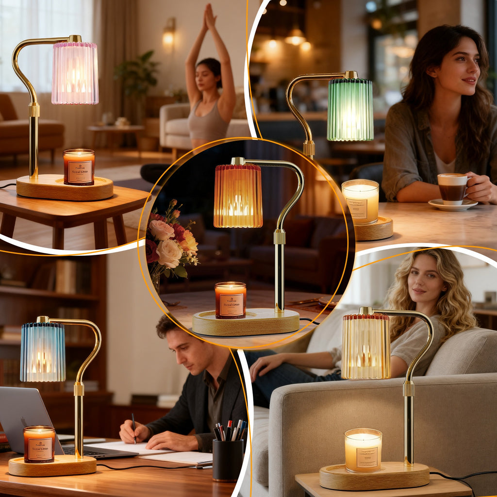 Crystal Lampshade Candle Warmer, Candle Melting Lamp, Lamp with Timer, Height Adjustable, Light Adjustable Heater for Canned Candles, Perfect Birthday Gift for Women, Mother's Day Gift, Suitable for Bedrooms, Living Rooms.No Bulbs Included.