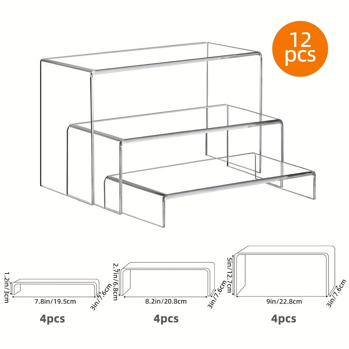 TOMNK Acrylic Risers for Display, Different Sizes Available, Clear Acrylic Riser Display Stands, Acrylic Display Risers for Show Funko Pop Figures, Cupcake, Jewelry, Perfume And More, for Halloween And Christmas