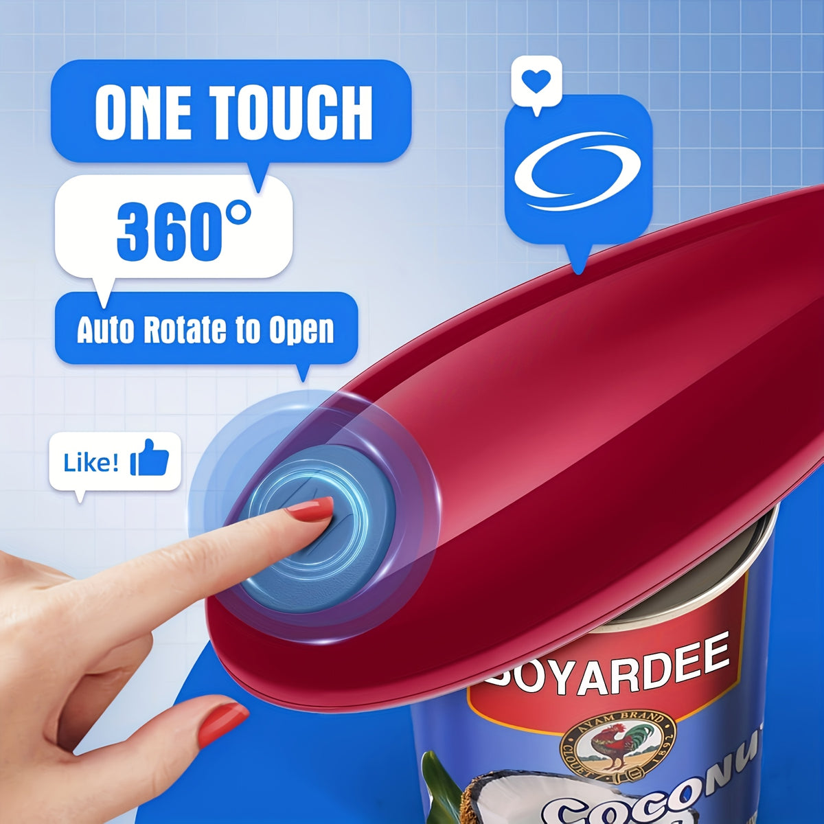 Automatic Electric Can Opener with a Single Touch, Designed for Seniors, Those with Arthritis, And Individuals with Limited Hand Mobility, Perfect for Use in The Kitchen Or While Camping, Making It an Excellent Easter Gift for Older Adults