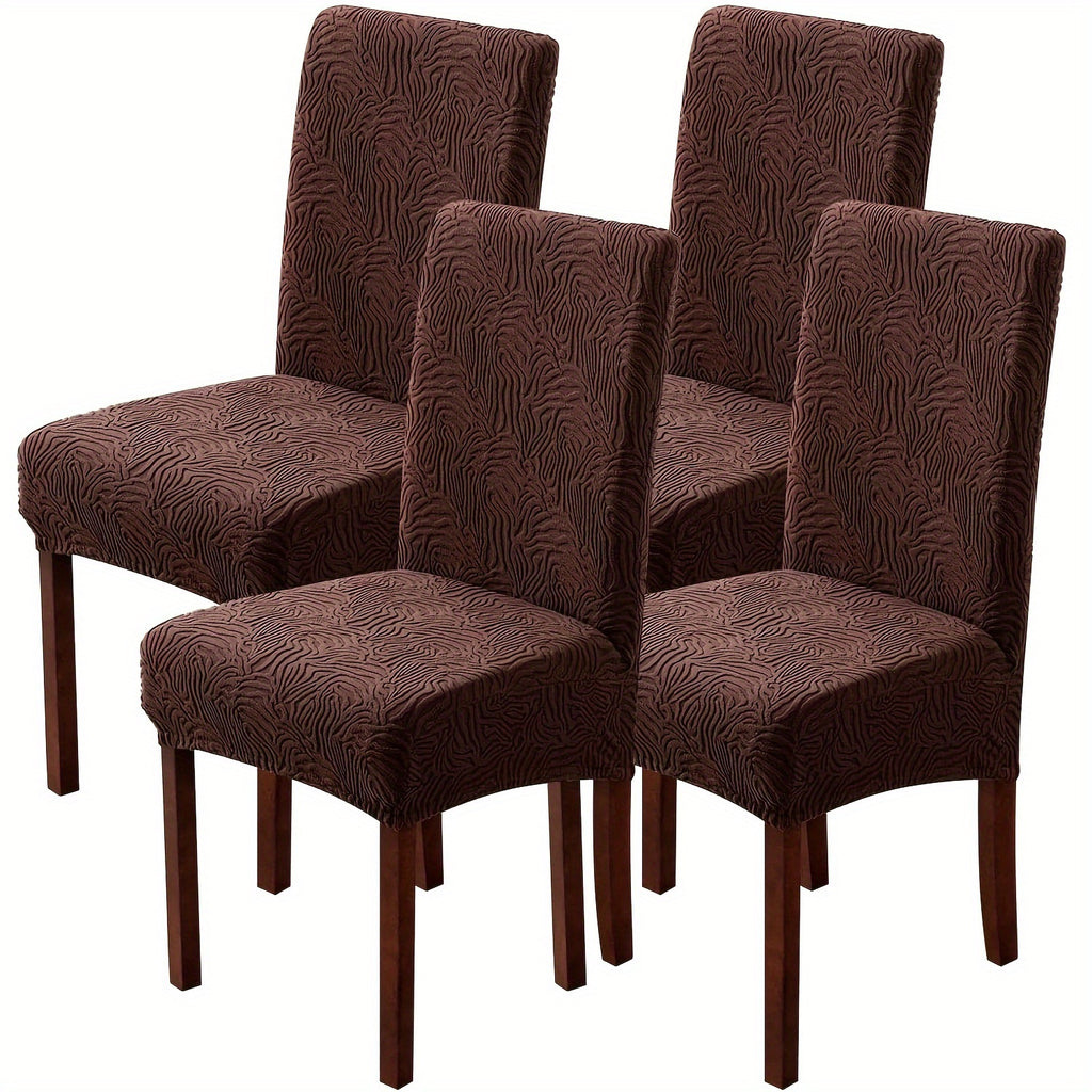 4/6pcs Chair Covers for Dining Room, Stretch Jacquard Dining Chair Slipcovers Removable Washable Chair Protector for Kitchen, Hotel, Restaurant