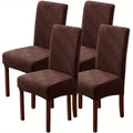Jacquard Dining Chair Covers, Stretch Washable Slipcovers with Elastic Bands in 4 or 6 Piece Sets for Kitchen, Dining Room, Hotel and Restaurant