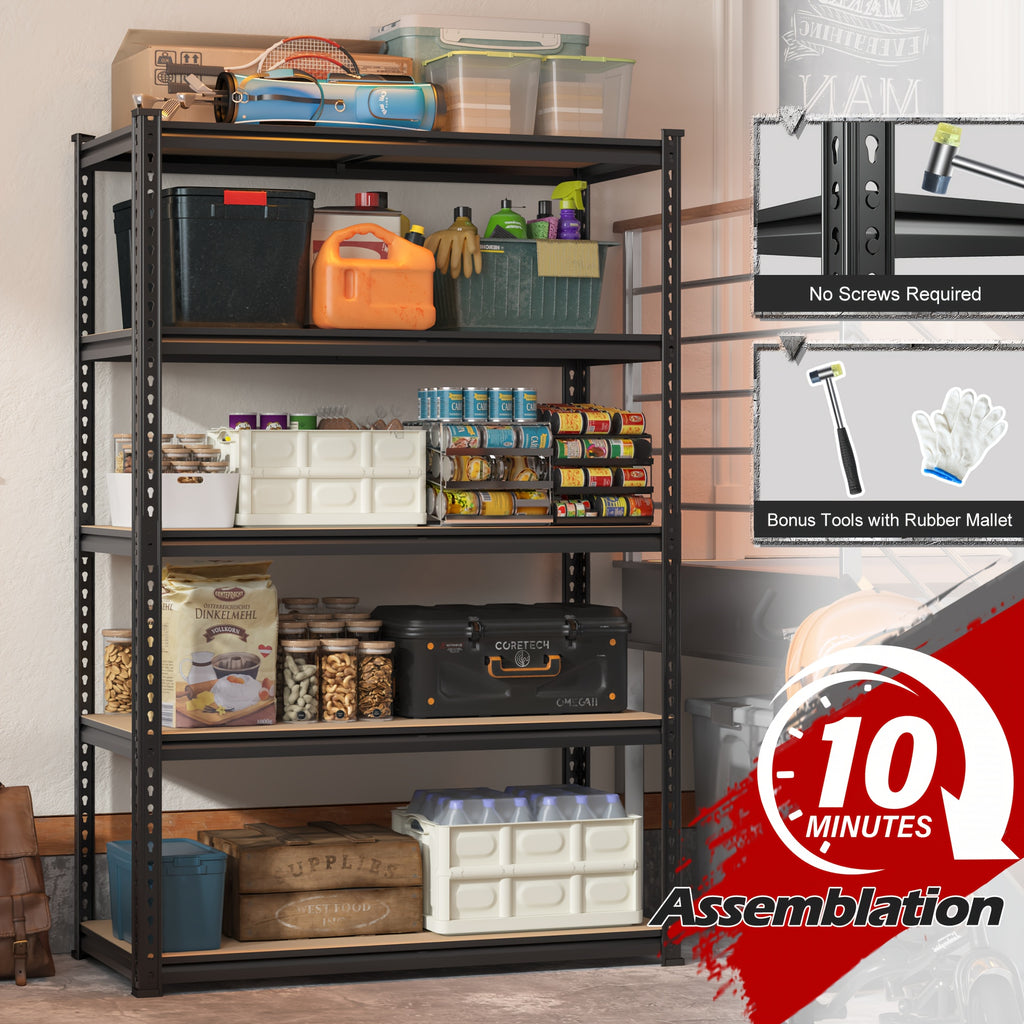 2000LBS Garage Shelving 72''H Storage Shelves Heavy Duty Shelving 5 Tier Metal Shelves For Garage Shelves 35.5"W X72"H X 15.8"D, Adjustable Shelving Unit For Basement Pantry Utility Rack Shelf, Utility Shelves