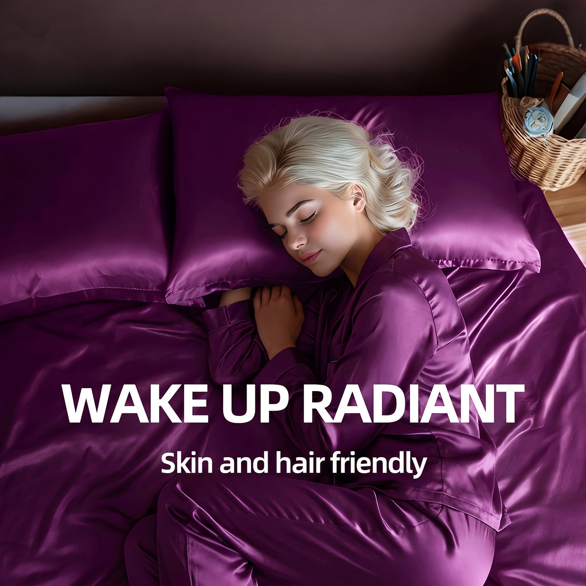 Luxury Satin Bedding Set, Cool And Breathable, Soft Satin Fitted Sheet, Five-Star Luxury Bedding, Twin(Fitted Sheet ×1+Pillowcase ×1), Full.Queen.King(Fitted Sheet ×1+Pillowcase ×2), Apartment, Bedroom, Guest Room, Halloween Christmas Gift