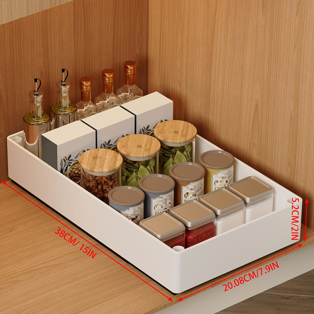 2Pcs Open Storage Bins, Boho Style Plastic Cabinet Organizer, Pull-Out Removable Slide-Out Organizer for Kitchen, Bathroom, Pantry, Cabinets