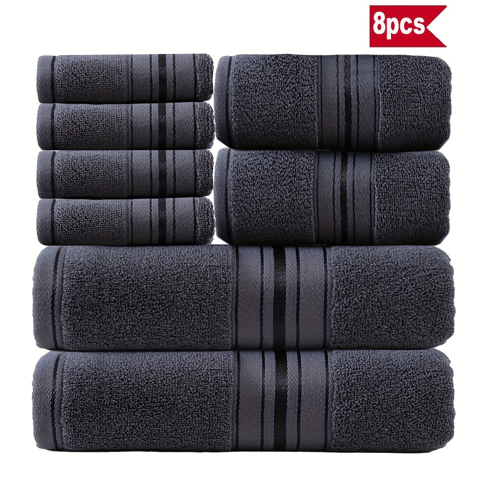 Luxury 8pcs Bath Towel Set, 100% Cotton Premium Hotel Quality, Includes 2 Bath Towels, 2 Hand Towels, 4 Washcloths, Soft Absorbent Spa Towel Collection, Ideal for Bathroom, Hotel, SPA
