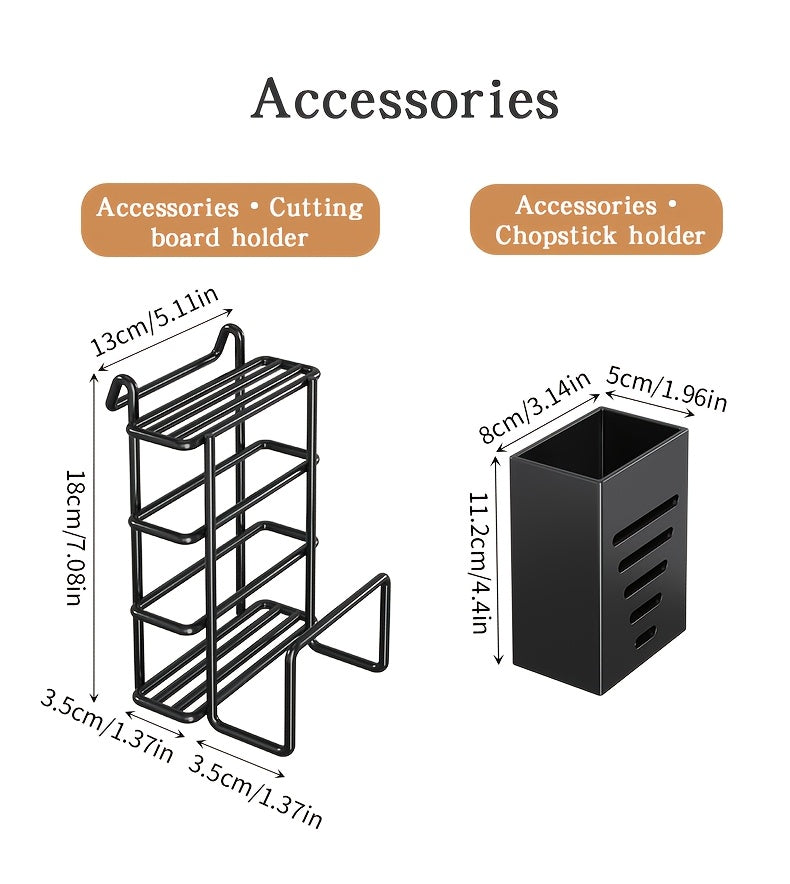 Double Tier Metal And Carbon Steel Cutlery Rack, Large And Durable, with Knife Fork And Cup Holders And Draining Board, Rustproof Two Tier, Space Saving for Kitchen Countertop, Make The Kitchen More Concise And Organized