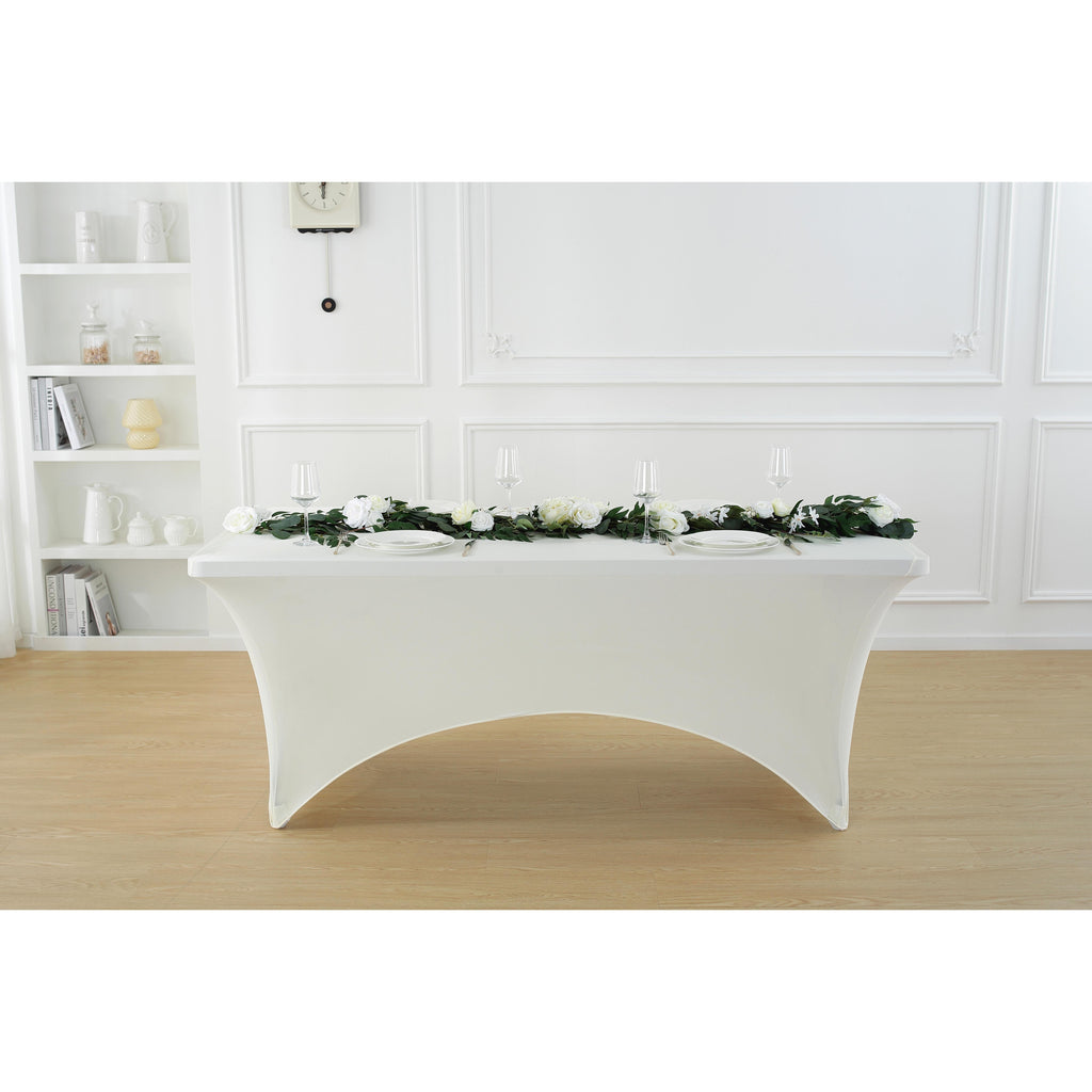 1pcs 4ft/6ft/8ft Spandex Tablecloth, Fitted tablecloth, Wrinkle Resistant Stretchable Rectangle Table Cover For Event, Wedding & Parties