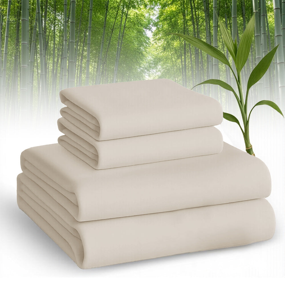 [2000TC Bamboo Sheet Set]Cooling Bamboo Bed Sheet Set - Ultra Soft And Comfortable Summer Queen Size Sheet Set-Deep Pocket Fits Up to 16"-Twin/Full/Queen/King-Fit for Hot Sleepers - Bamboo Kid's Sheet with 2 Pillowcases-All-Season Comfort-Best Gifts