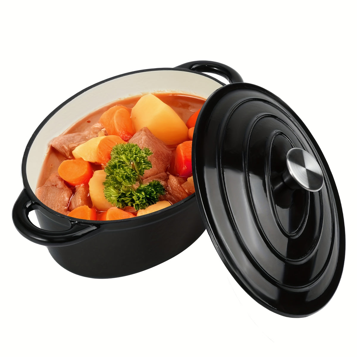 4.5QT Enameled Dutch Oven Pot With Lid, Cast Iron Dutch Oven With Dual Handles For Bread Baking, Cooking, Non-stick Enamel Coated Cookware