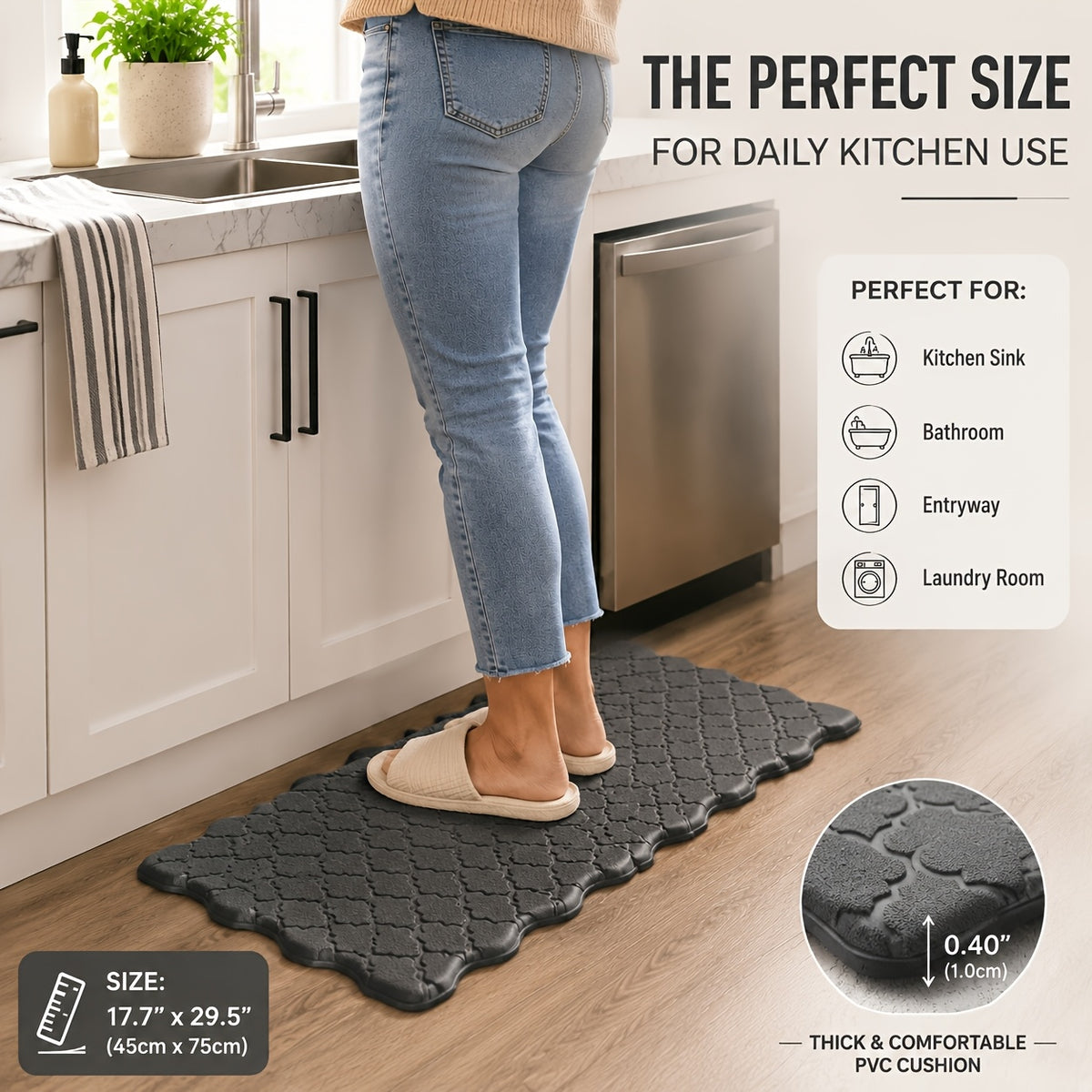 Anti Fatigue Kitchen Mats For Floor, Cushioned Anti Fatigue Foam Kitchen Rugs, Non Slip Washable Comfort Standing Mat For Office Sink Laundry, Halloween Home Decor, Halloween Decorations, Kitchen Decor And Accessories