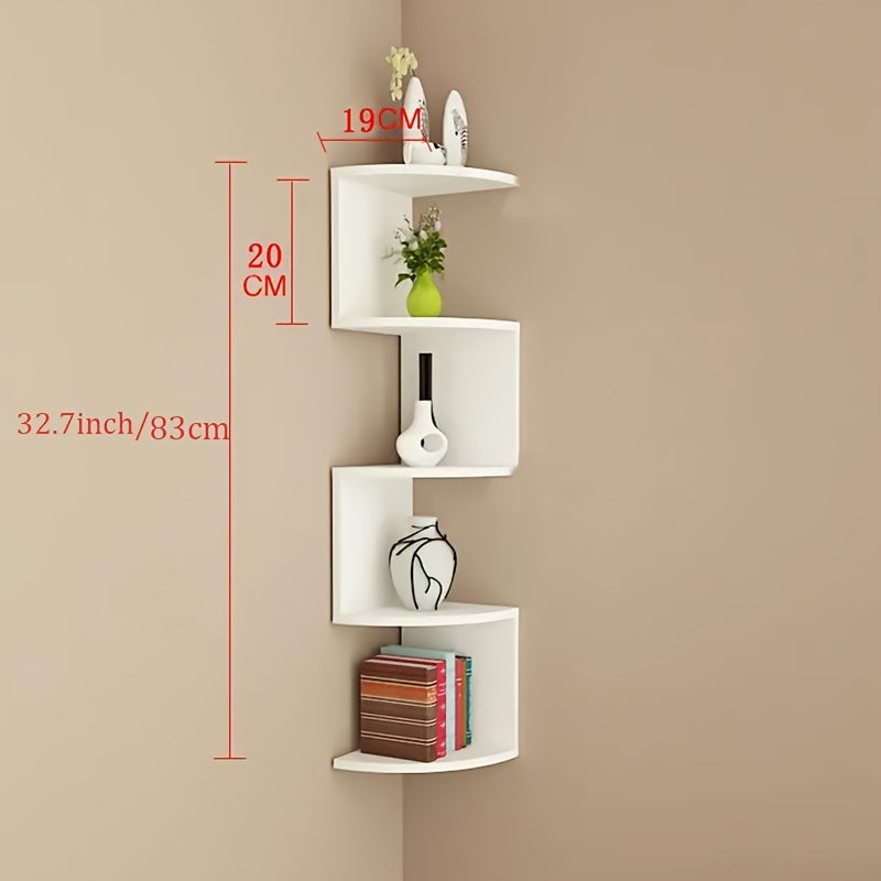 5-tier/3-tier Practical Shelf, Wall-mounted Corner Shelf, Easy to Install, Multi-layer Wall-mounted Storage Rack, Floating Shelf for Living Room, Bedroom, Kitchen, Bathroom, Office - Creative Decorative Storage Rack, Perfect Gift, 1/2pcs White/black