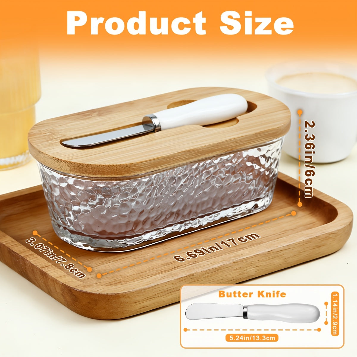 Glass Butter Dish with Airtight Sealed Lid - Preserves Butter Freshness, Butter Keeper for Countertop & Refrigerator Door Storage, Hygienic Butter Tray Suitable for The Fridge - Covered Butter Dishes with Lid