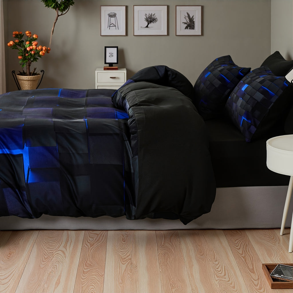 2/3pcs Cool Tech Digital Print Duvet Cover Set for All Seasons, Available In Red And Blue, In Four Sizes (Twin, Double, Queen, King)(1 Duvet Cover + 1/2 Pillowcase, No Filling), Gifts for The Family
